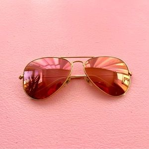 Ray Ban Pink and Gold Chrome Aviators